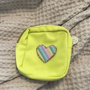Stoney clover  Neon Yellow Heart Pouch